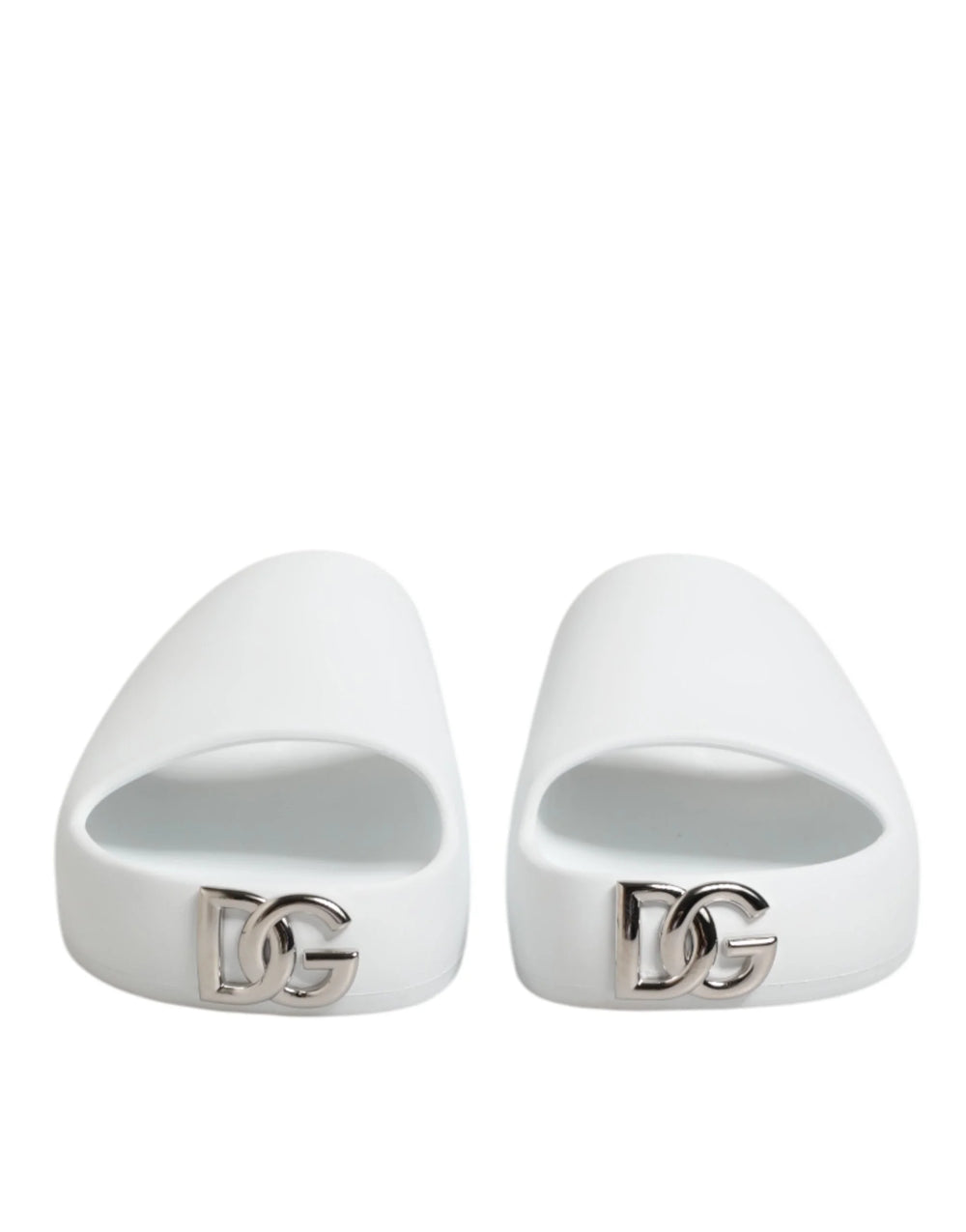 Dolce & Gabbana White Logo Slides Sandals Men Beachwear Shoes - Sandals