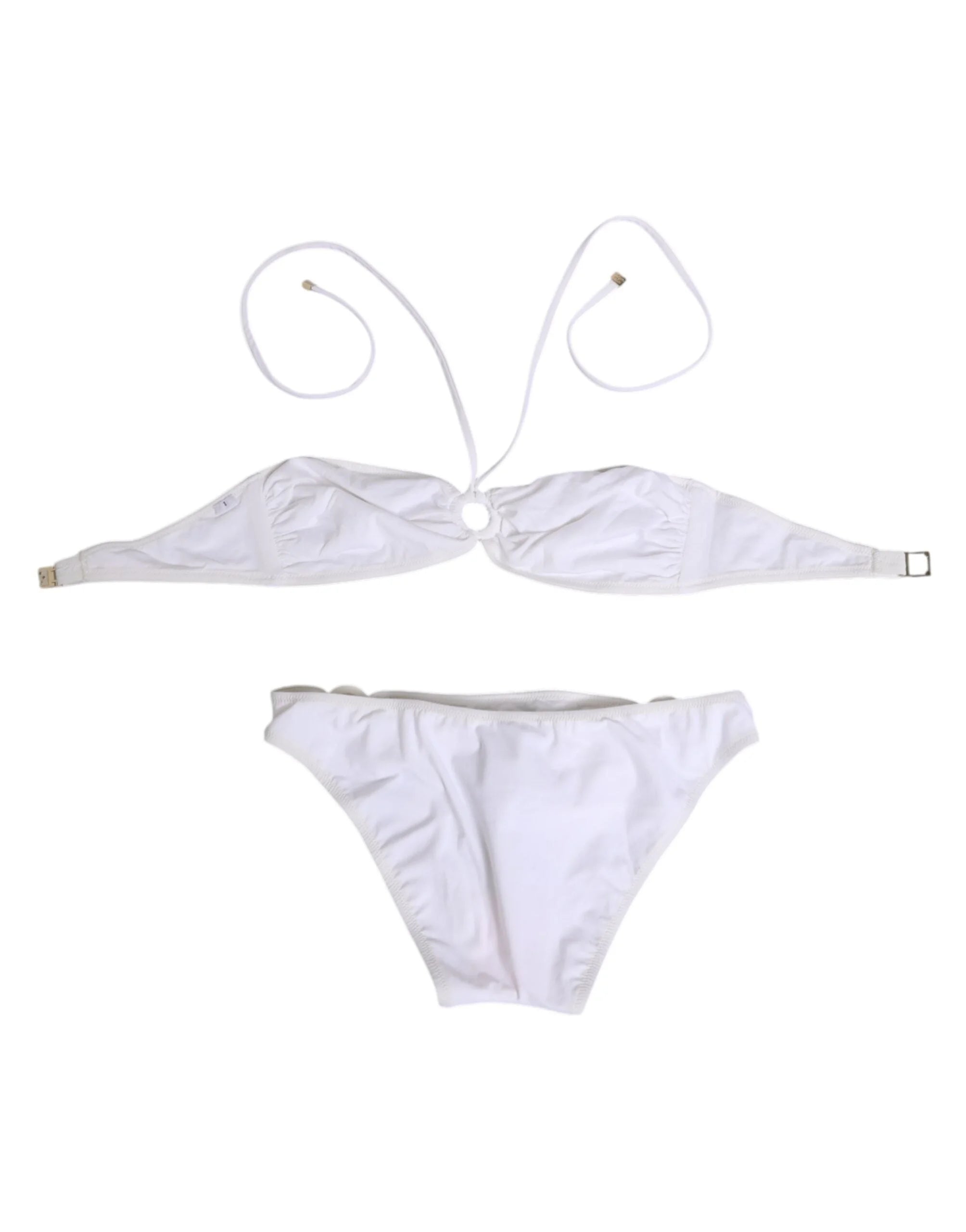 Dolce & Gabbana White Logo Swimsuit 2 Piece Top Bottom Swimwear - IT1 | XS - Classic Bikinis
