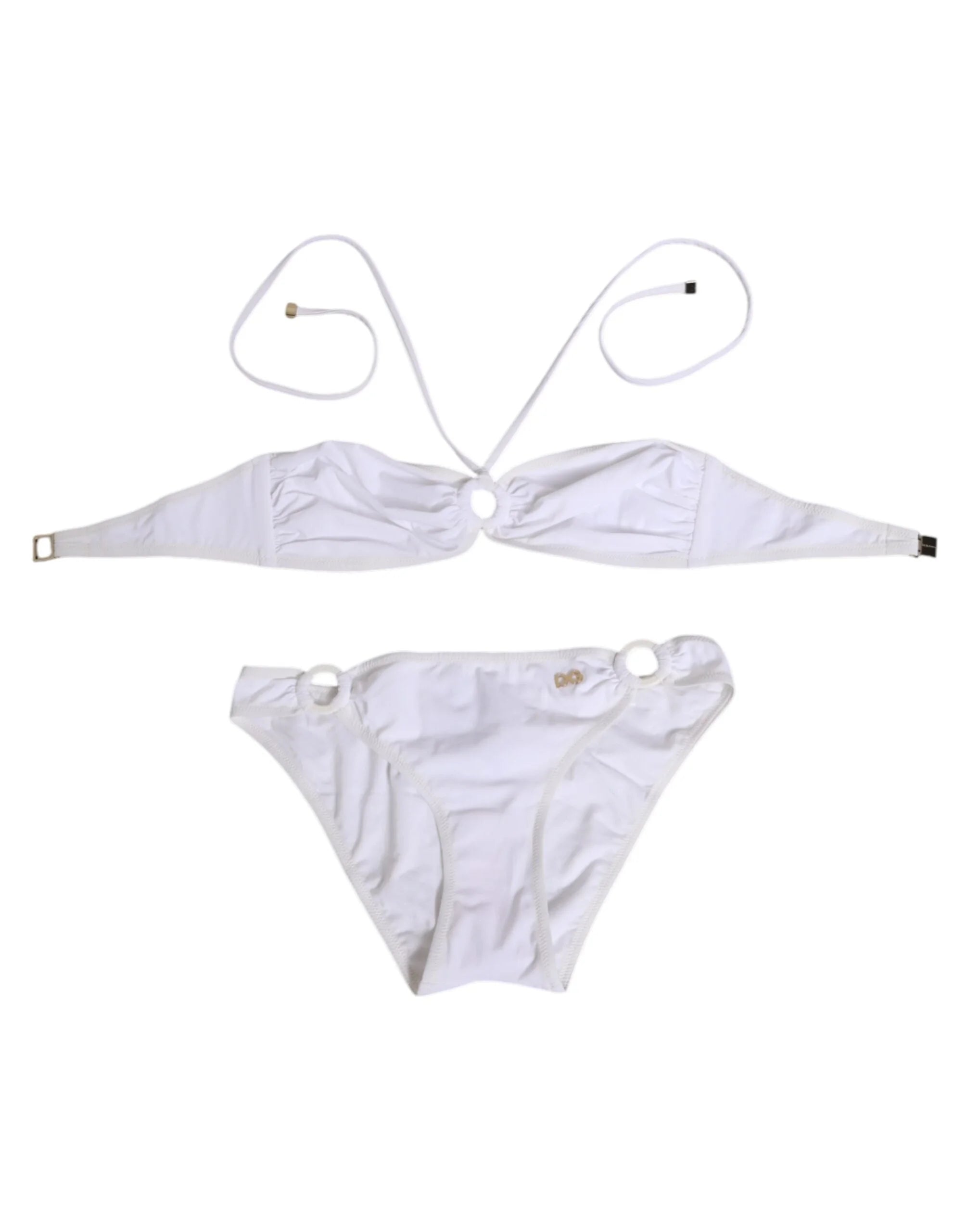 Dolce & Gabbana White Logo Swimsuit 2 Piece Top Bottom Swimwear - IT1 | XS - Classic Bikinis