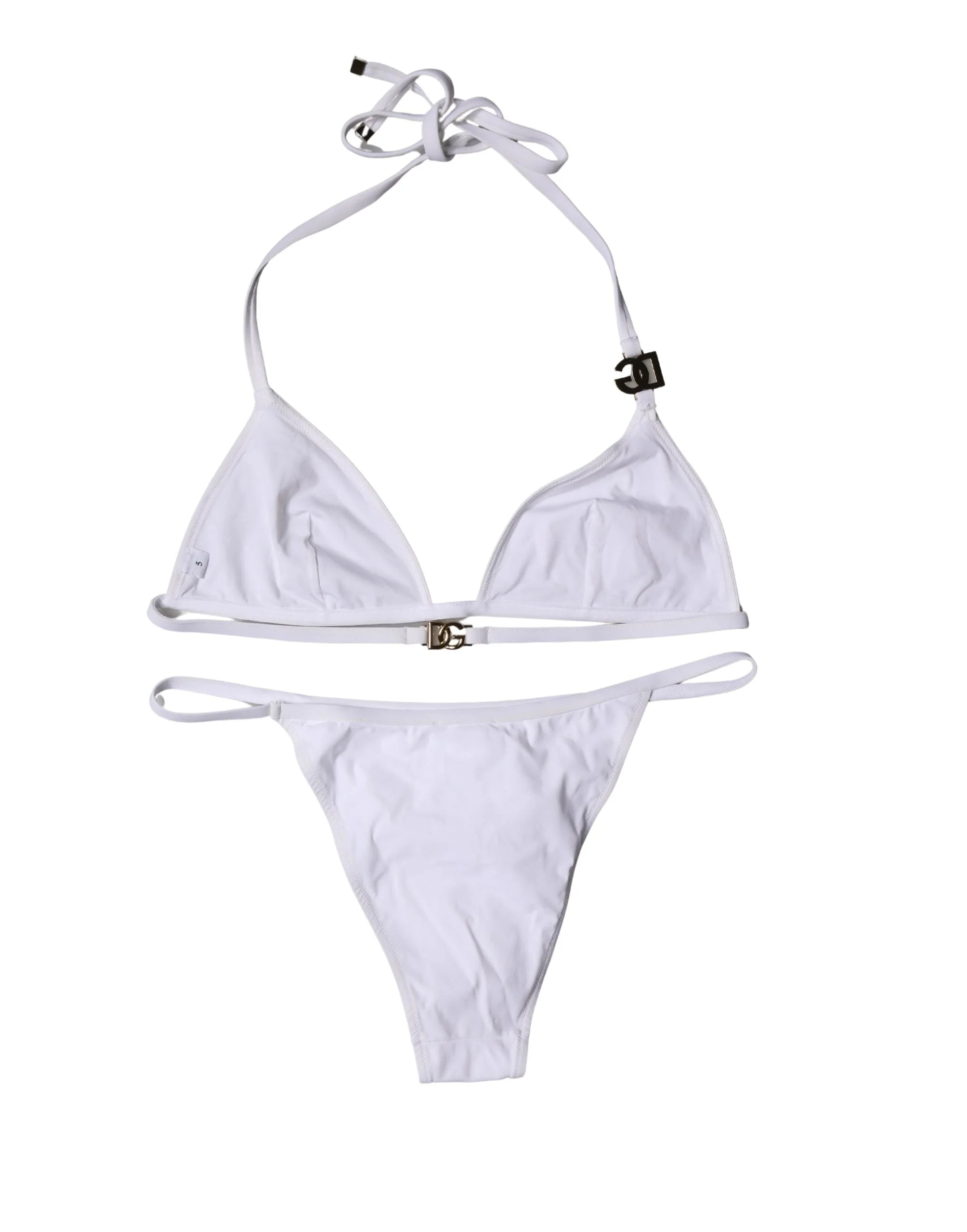 Dolce & Gabbana White Logo Swimsuit 2 Piece Top Bottom Swimwear - IT5 | XL