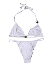 Dolce & Gabbana White Logo Swimsuit 2 Piece Top Bottom Swimwear - IT5 | XL