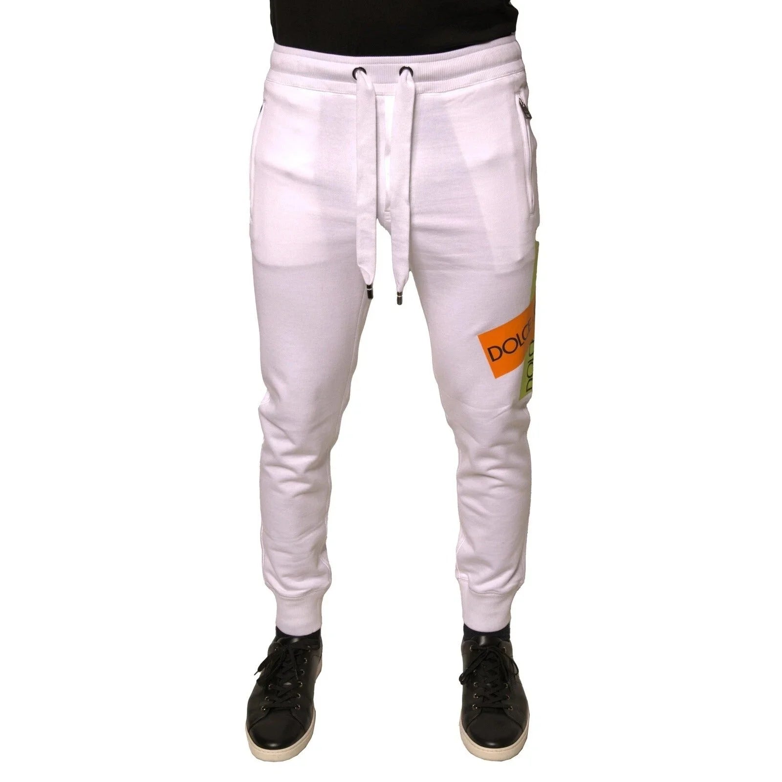 Dolce & Gabbana White Logo Tape Jogger Cotton Sweatpant Pants - IT44 | XS
