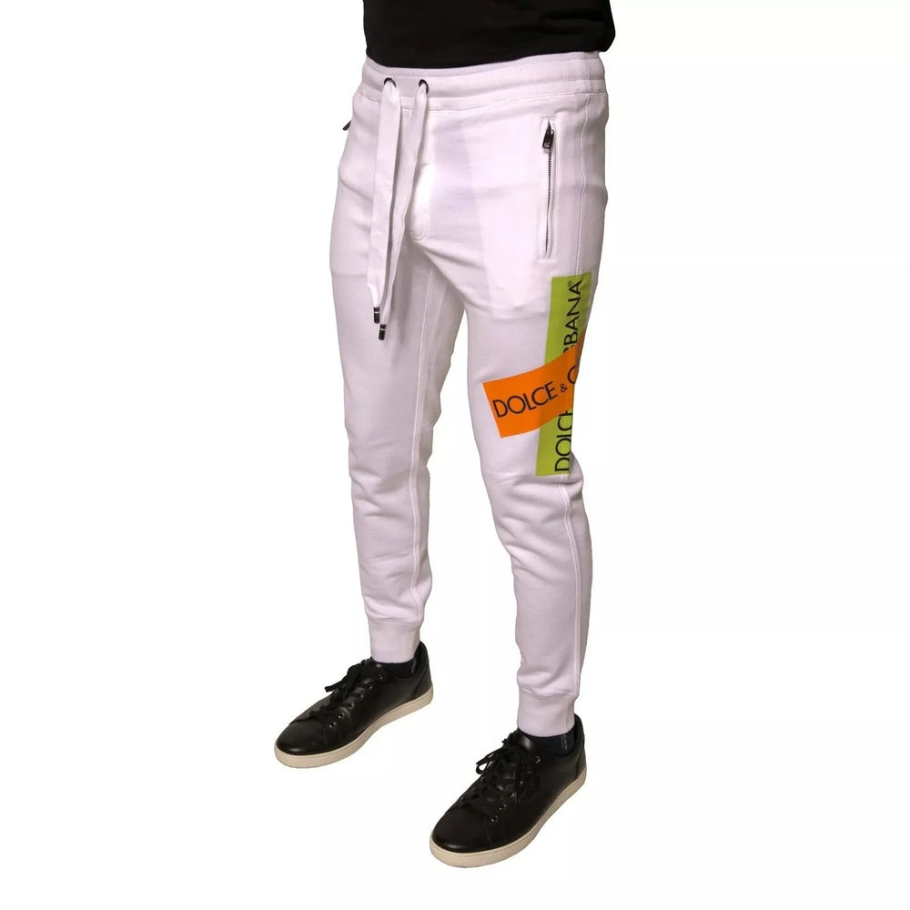 Dolce & Gabbana White Logo Tape Jogger Cotton Sweatpant Pants - IT44 | XS - Joggers