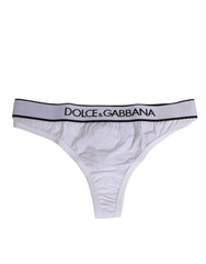 Dolce & Gabbana White Logo Waistband Modal Cotton Thong Underwear - IT2 | S - Thongs