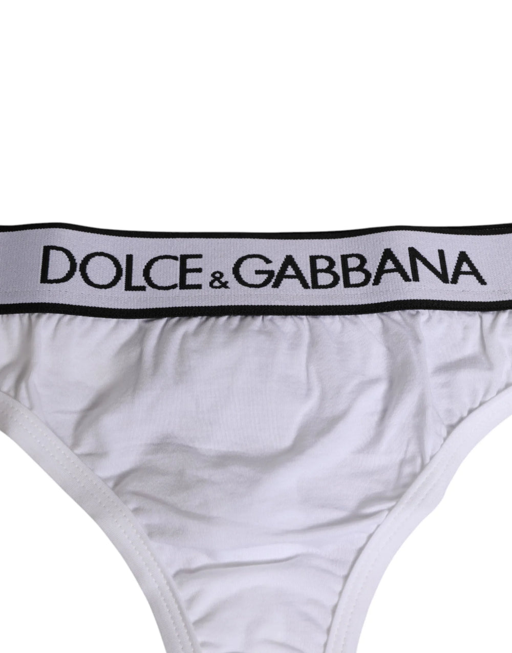 Dolce & Gabbana White Logo Waistband Modal Cotton Thong Underwear - IT2 | S - Thongs