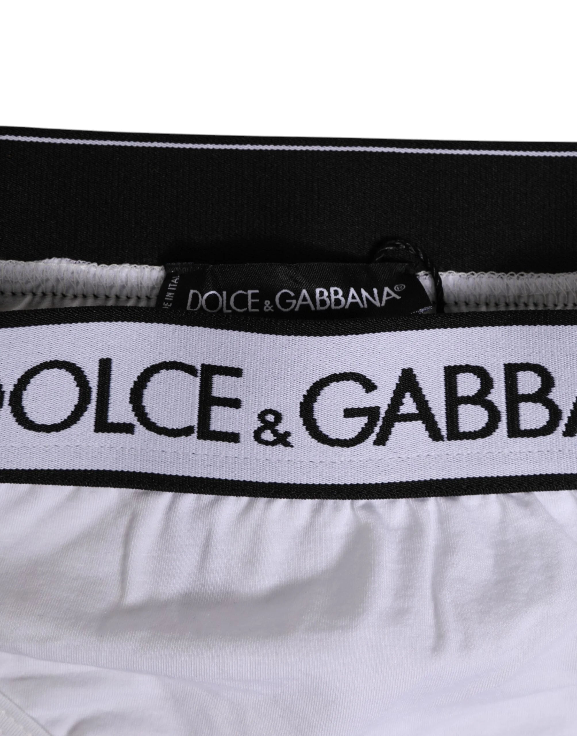 Dolce & Gabbana White Logo Waistband Modal Cotton Thong Underwear - IT2 | S - Thongs