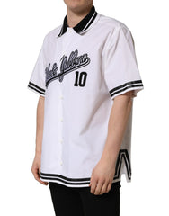 Dolce & Gabbana White LogoPatch Cotton Baseball Casual Shirt - IT43 | 2XL