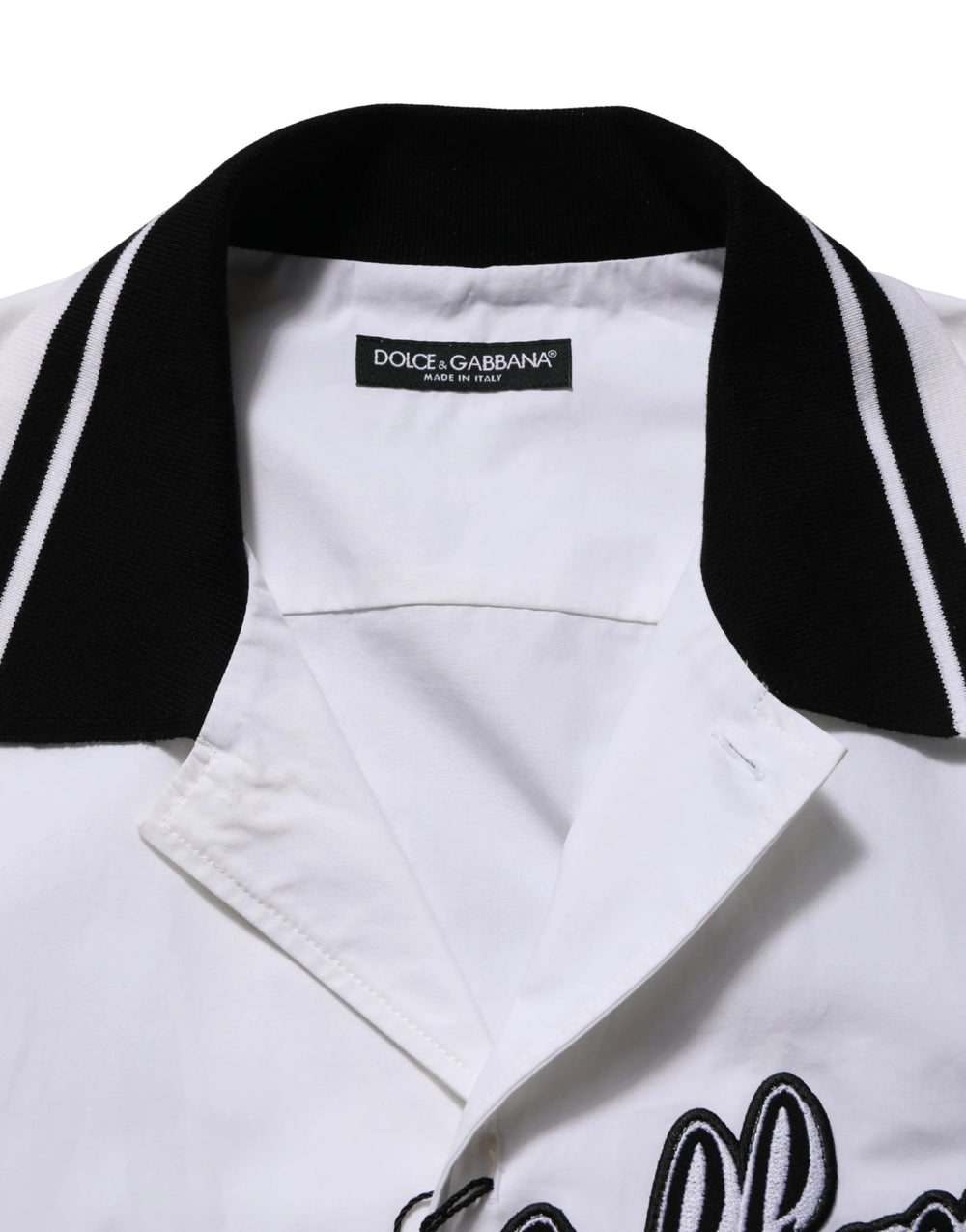 Dolce & Gabbana White LogoPatch Cotton Baseball Casual Shirt - IT43 | 2XL