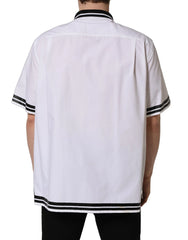 Dolce & Gabbana White LogoPatch Cotton Baseball Casual Shirt - IT43 | 2XL