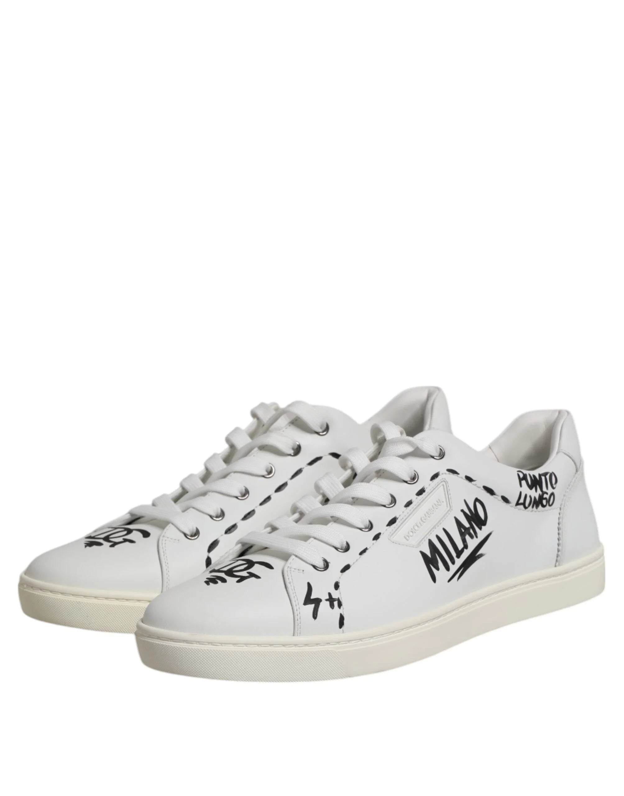 Dolce & Gabbana White London Calf Leather Men Sneakers Shoes - Sneakers