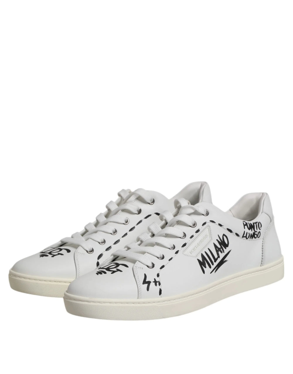 Dolce & Gabbana White London Calf Leather Men Sneakers Shoes - Sneakers