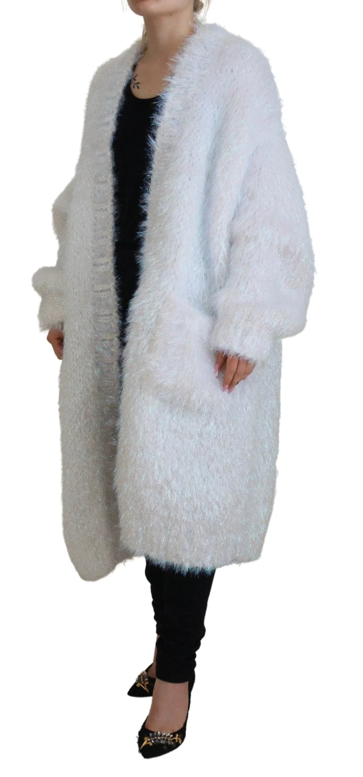 Dolce & Gabbana White Long Sleeves Fringes Cardigan Jacket - IT40|S - Cardigans