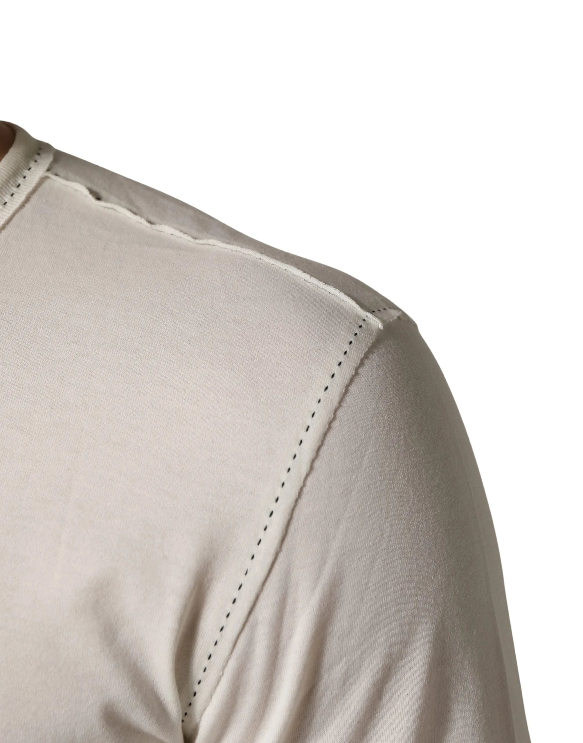 Dolce & Gabbana White Long Sleeves Henley Pullover Sweater - IT52 | XL