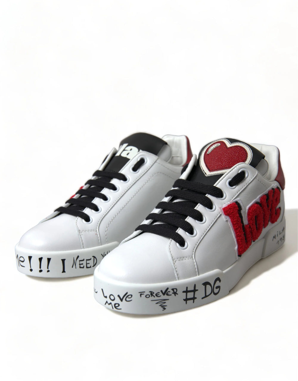 Dolce & Gabbana White Love Patch Portofino Classic Sneakers Shoes - EU36/US5.5