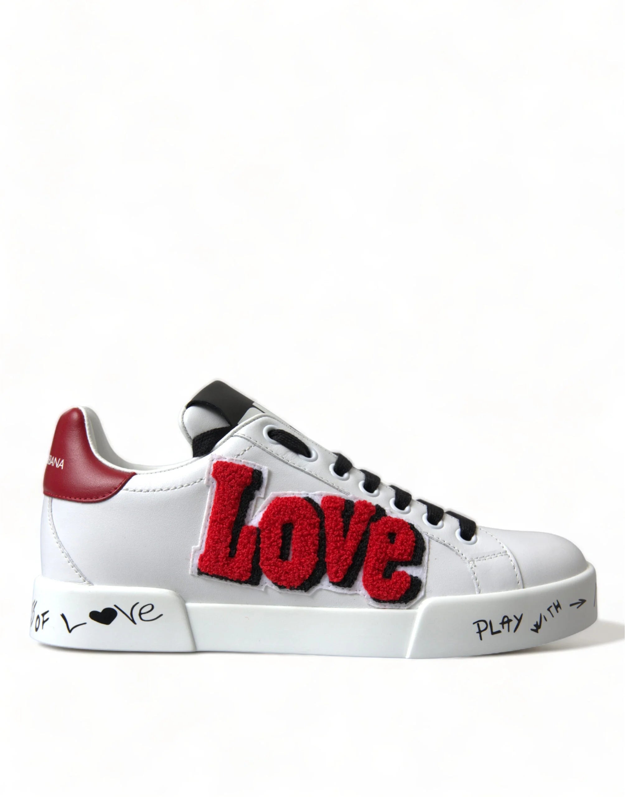 Dolce & Gabbana White Love Patch Portofino Classic Sneakers Shoes - EU36/US5.5