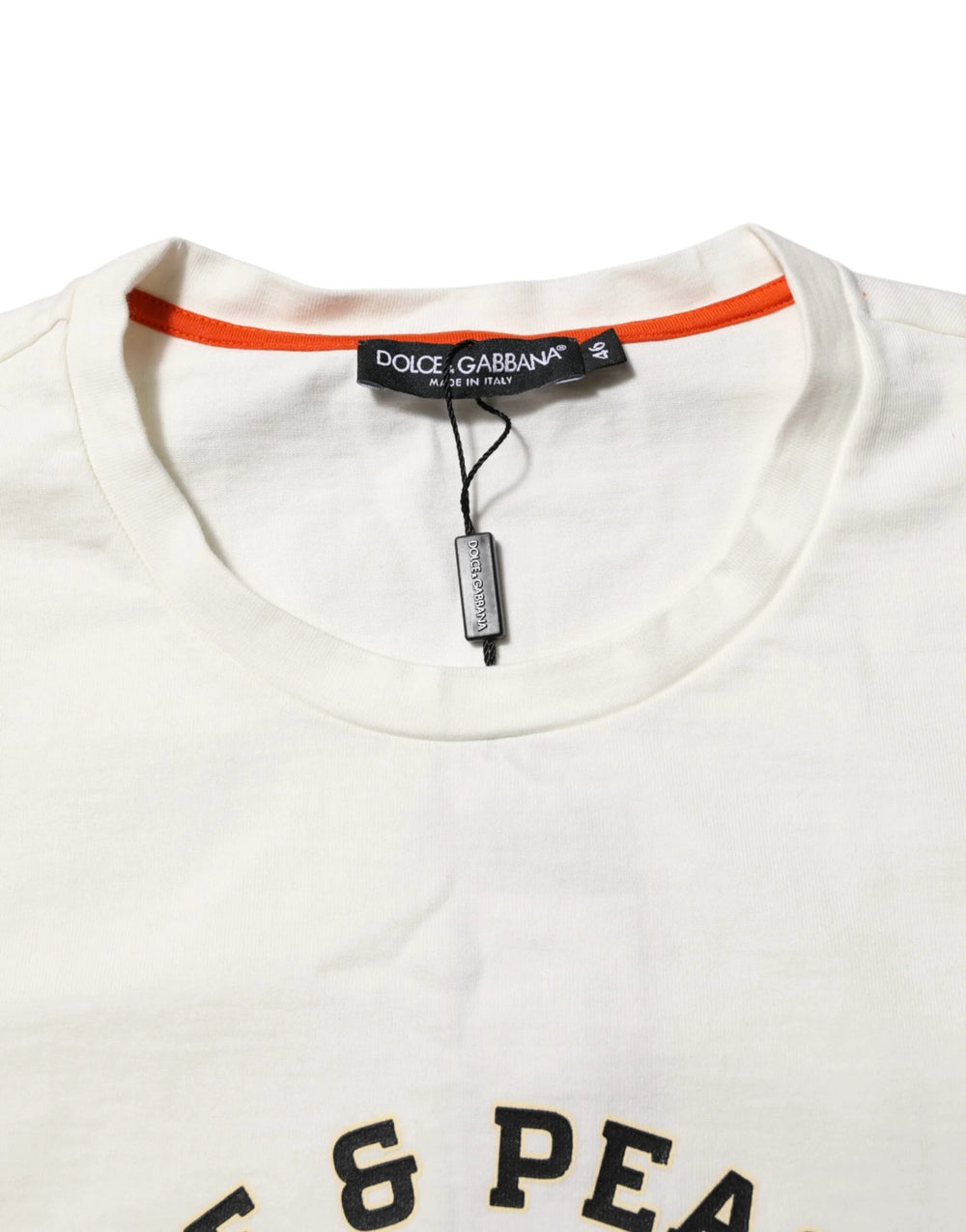 Dolce & Gabbana White Love Peace Cotton Men Crew Neck T-shirt - T-Shirts