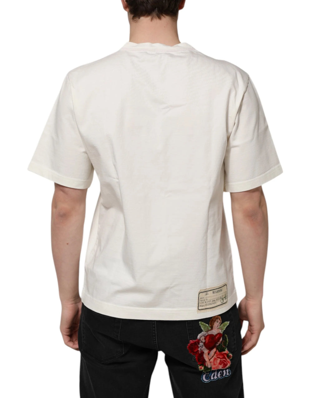 Dolce & Gabbana White Love Peace Cotton Men Crew Neck T-shirt - T-Shirts