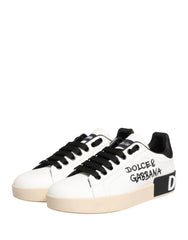 Dolce & Gabbana White Low Top Portofino Leather Sneakers Shoes - EU35/US4.5