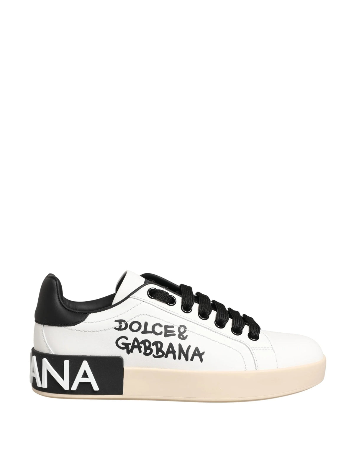 Dolce & Gabbana White Low Top Portofino Leather Sneakers Shoes - EU35/US4.5