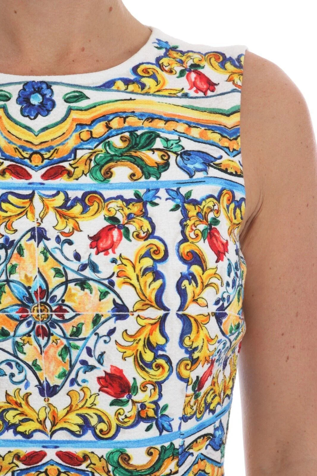 Dolce & Gabbana White Majoilca Sleeveless Sheath A-line Dress - IT36 | XS - Dresses