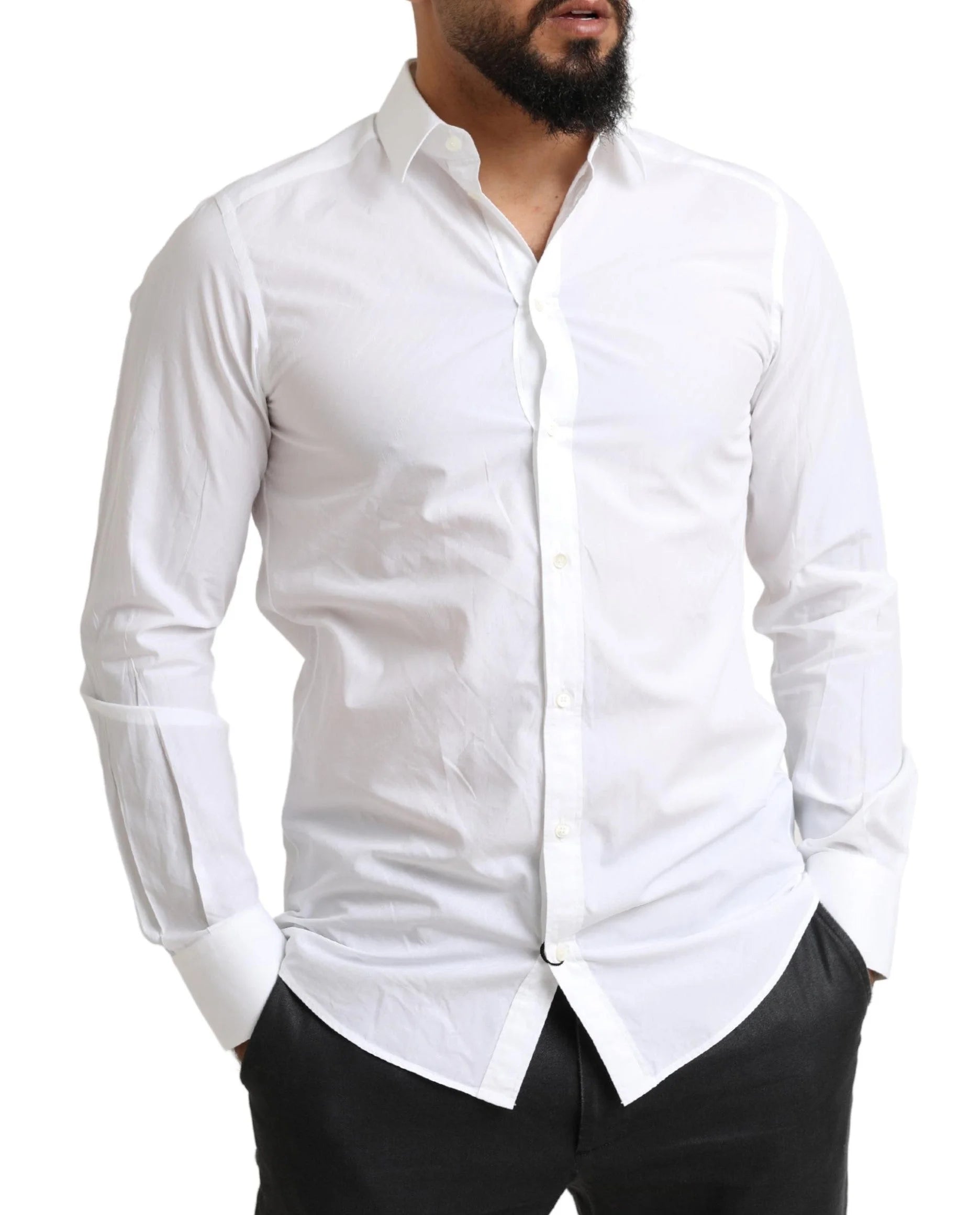 Dolce & Gabbana White MARTINI Cotton Dress Formal Shirt - IT39 | S - Shirts