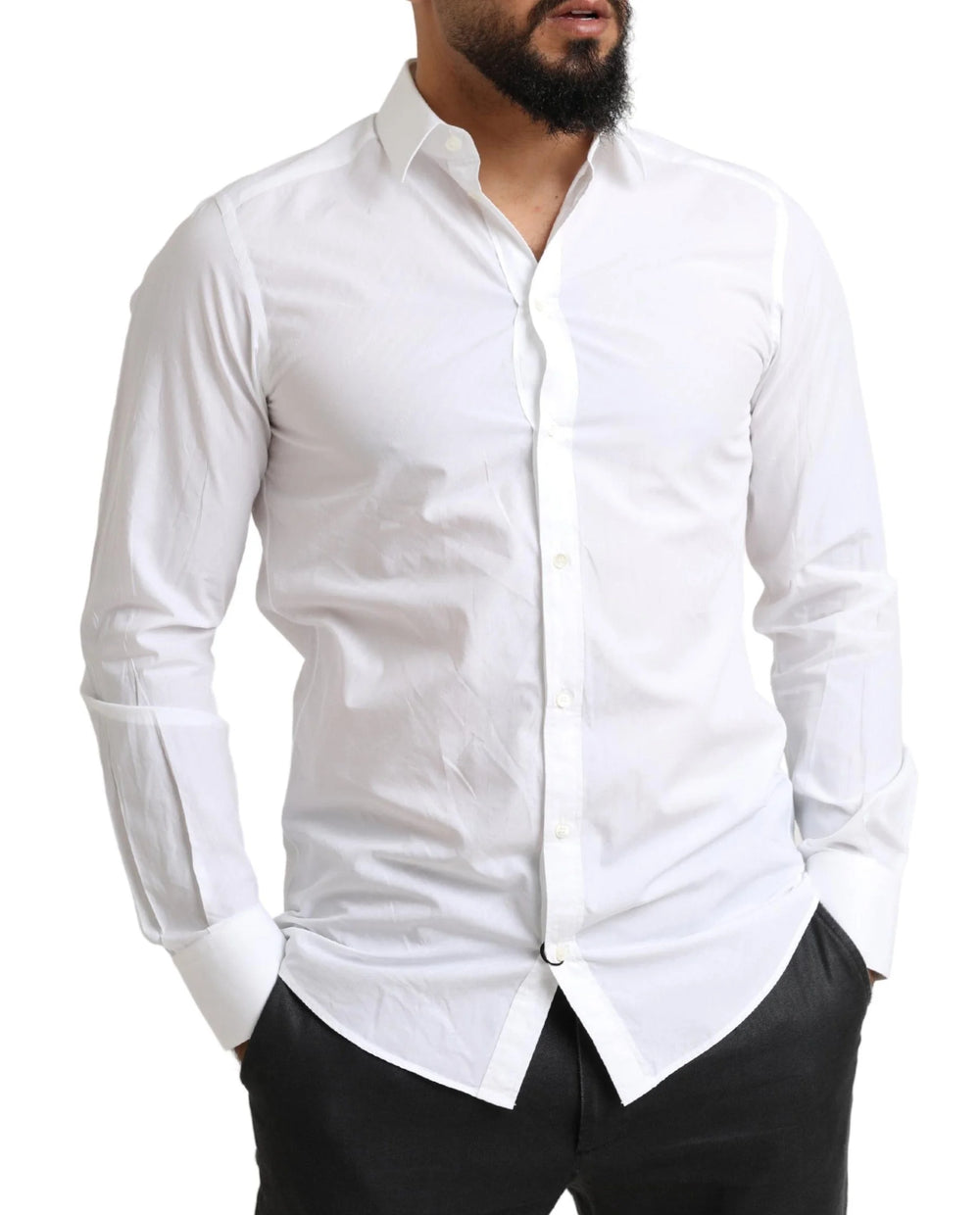 Dolce & Gabbana White MARTINI Cotton Dress Formal Shirt - IT39 | S - Shirts