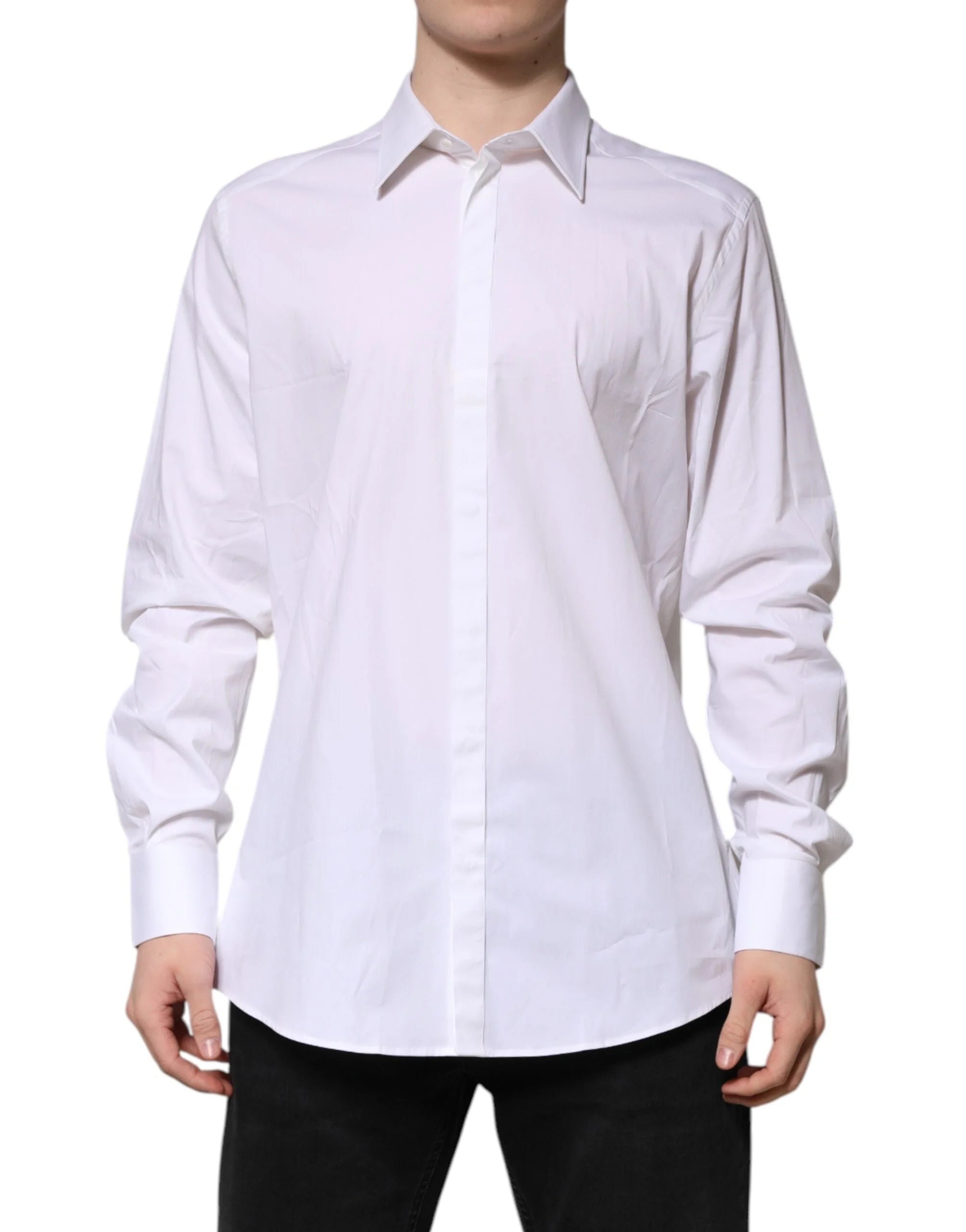 Dolce & Gabbana White MARTINI Long Sleeve Dress Formal Shirt - IT43 | 2XL - Shirts