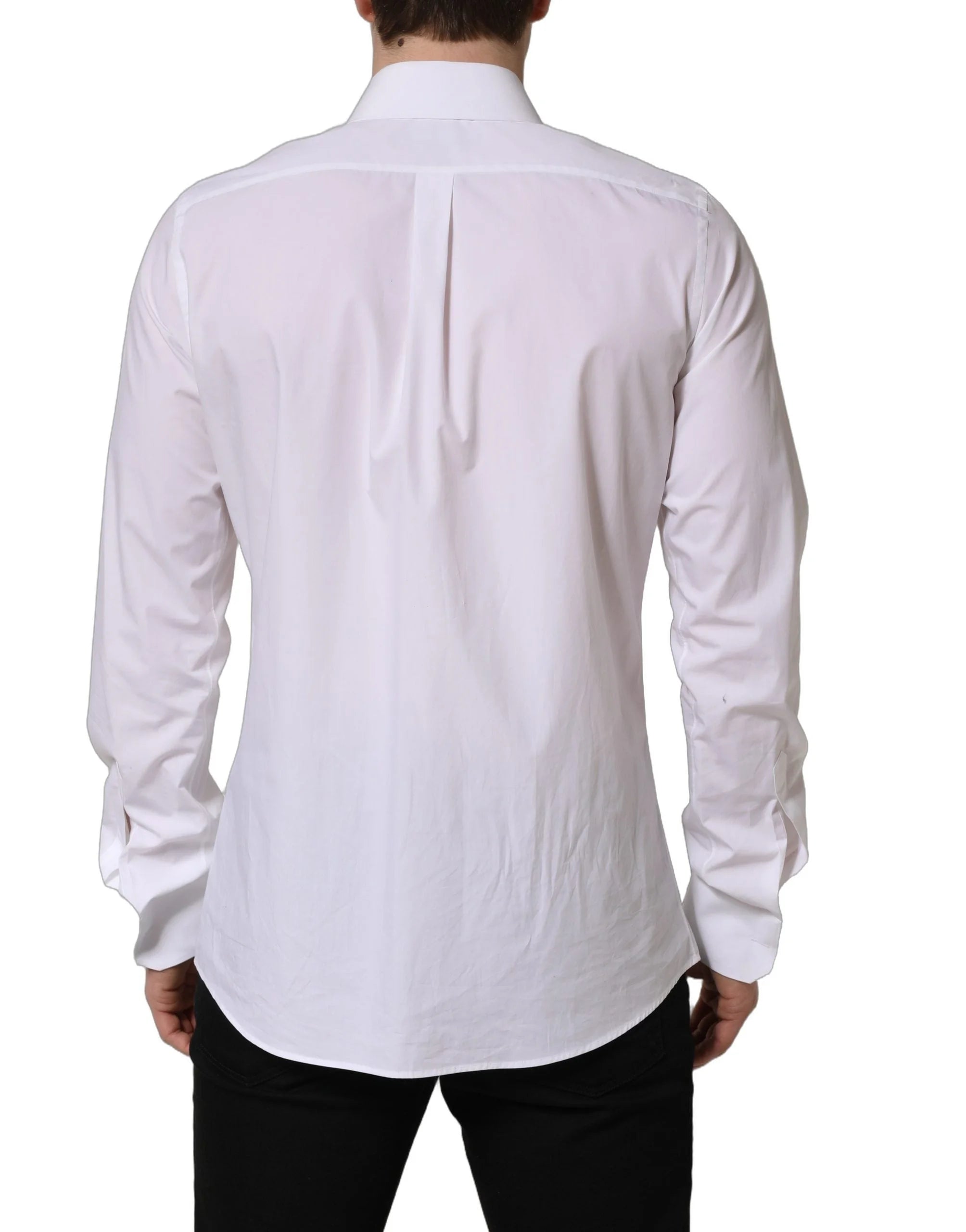 Dolce & Gabbana White MARTINI Long Sleeves Men Dress Shirt - IT40 | M