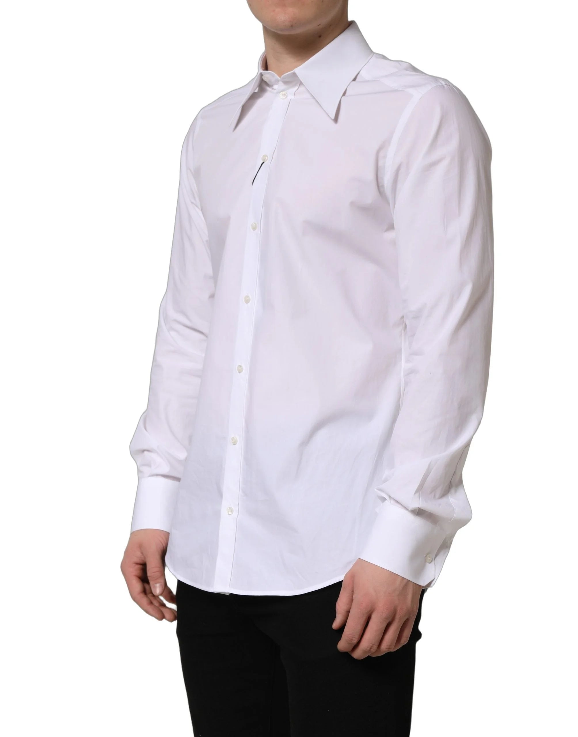 Dolce & Gabbana White MARTINI Long Sleeves Men Dress Shirt - IT40 | M