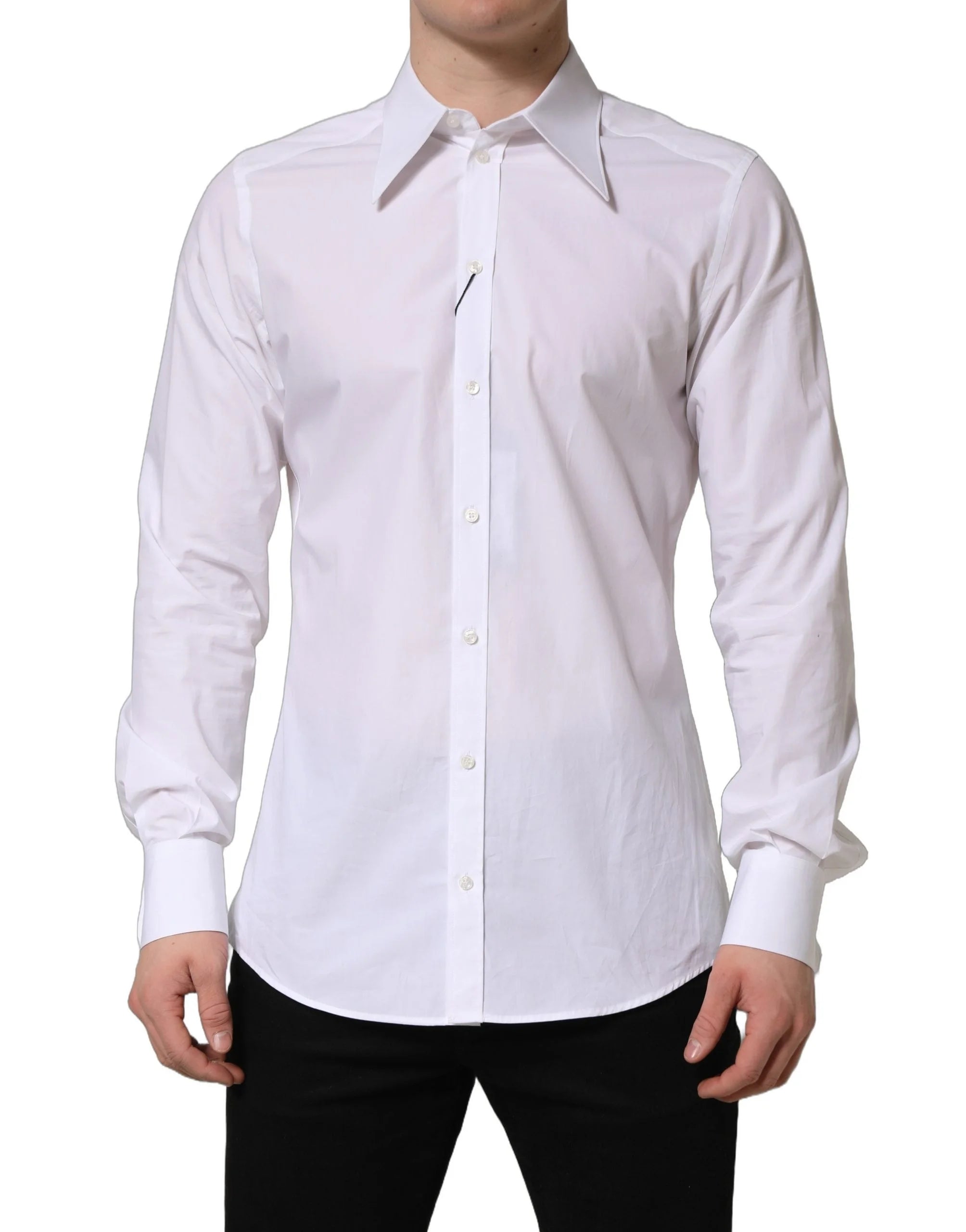 Dolce & Gabbana White MARTINI Long Sleeves Men Dress Shirt - IT40 | M