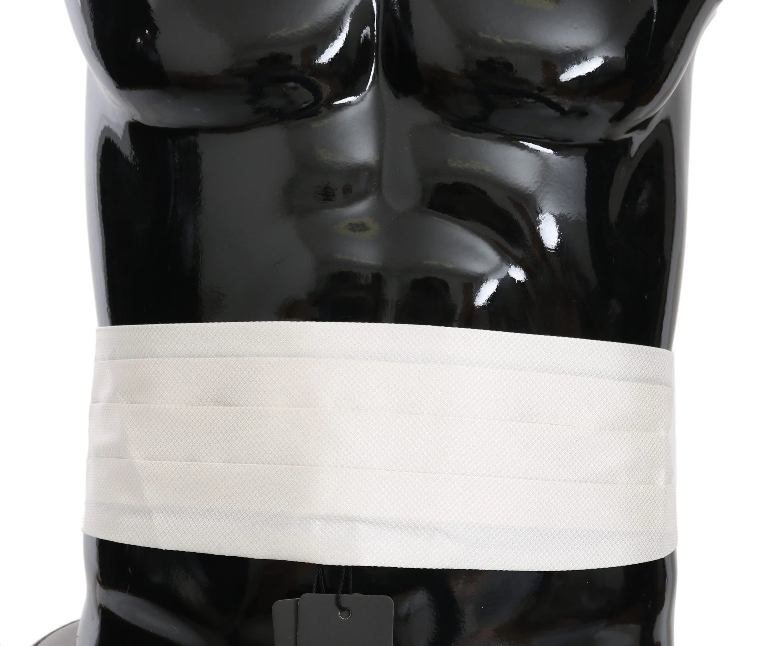 Dolce & Gabbana White Men Waist Belt 100% Silk Cummerbund - Suspenders