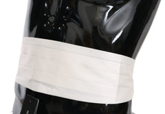 Dolce & Gabbana White Men Waist Belt 100% Silk Cummerbund - Suspenders