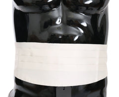 Dolce & Gabbana White Men Waist Belt 100% Silk Cummerbund - Traditional Clothing Accessories