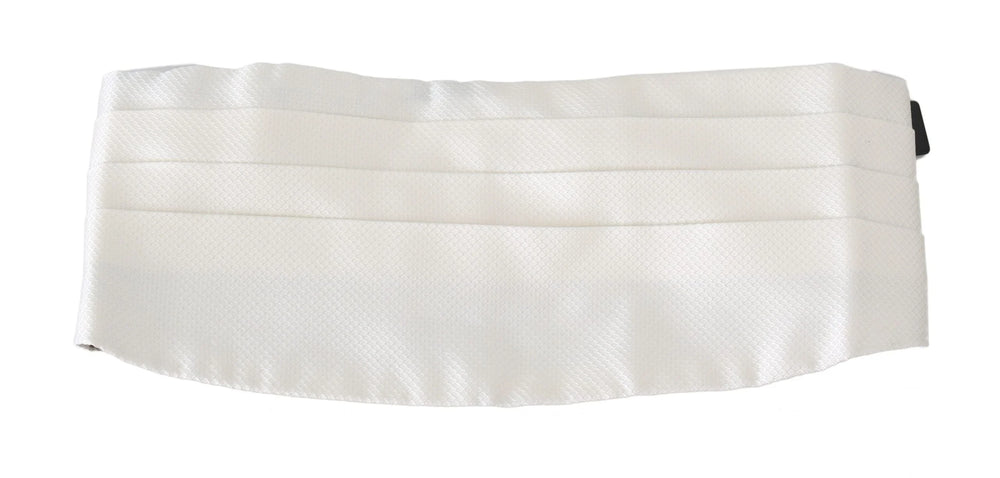 Dolce & Gabbana White Men Waist Belt 100% Silk Cummerbund - Traditional Clothing Accessories