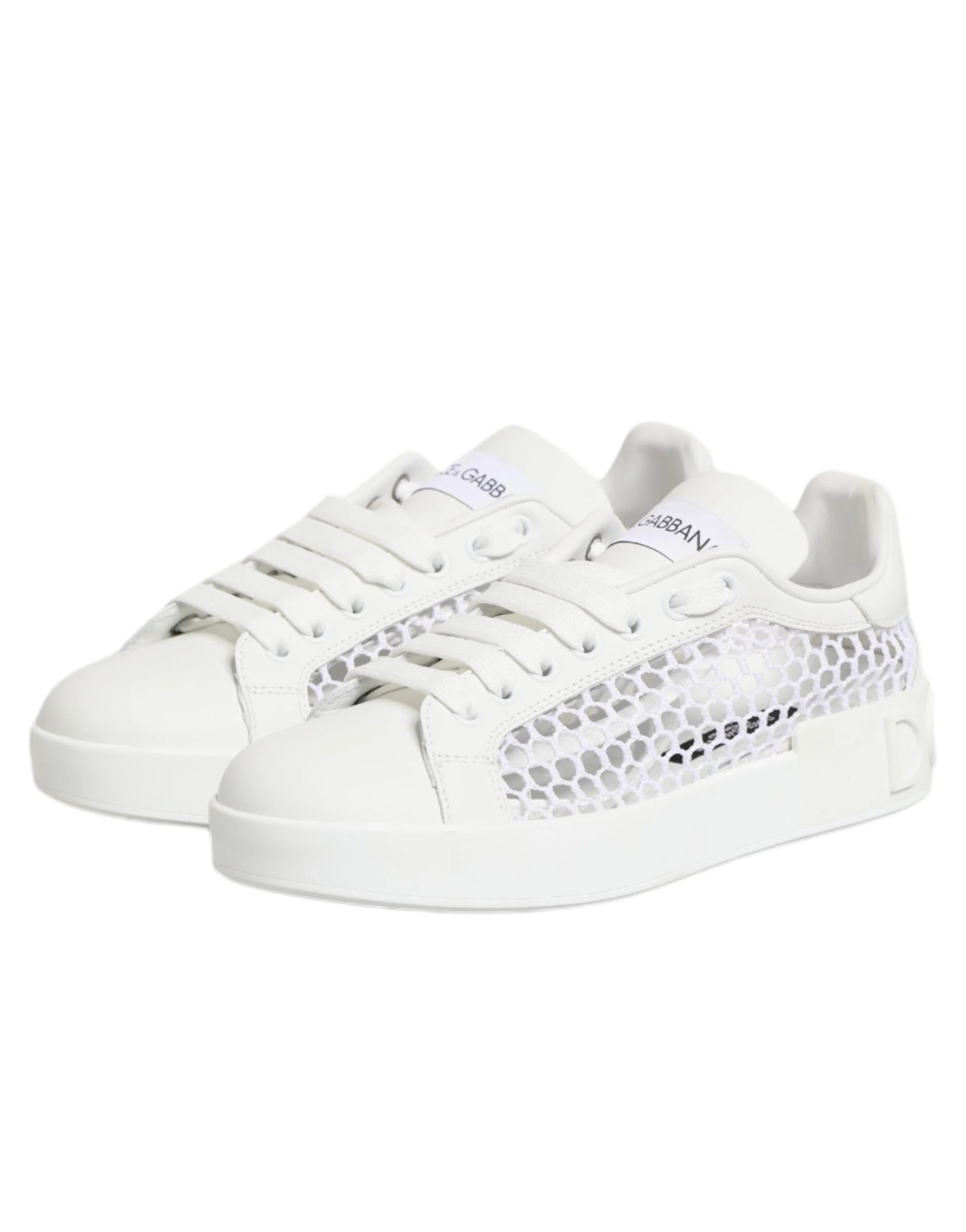 Dolce & Gabbana White Mesh Inserts Low Top Sneakers Shoes - Sneakers
