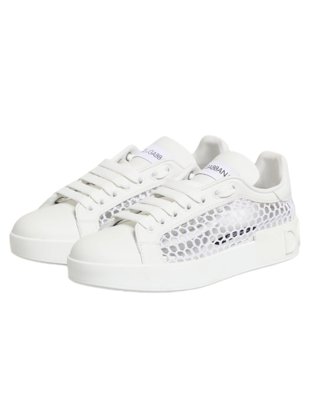 Dolce & Gabbana White Mesh Inserts Low Top Sneakers Shoes - Sneakers