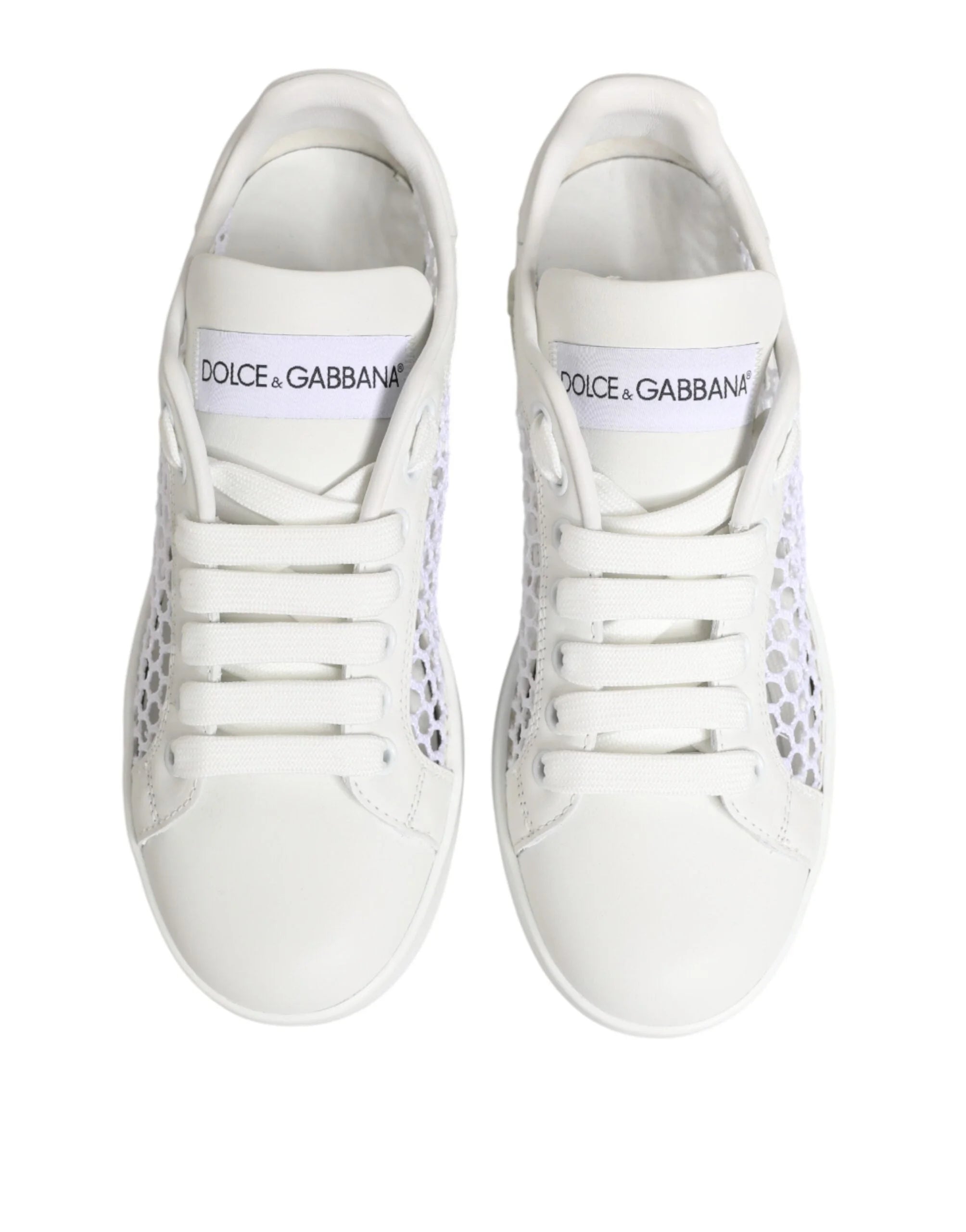 Dolce & Gabbana White Mesh Inserts Low Top Sneakers Shoes - Sneakers
