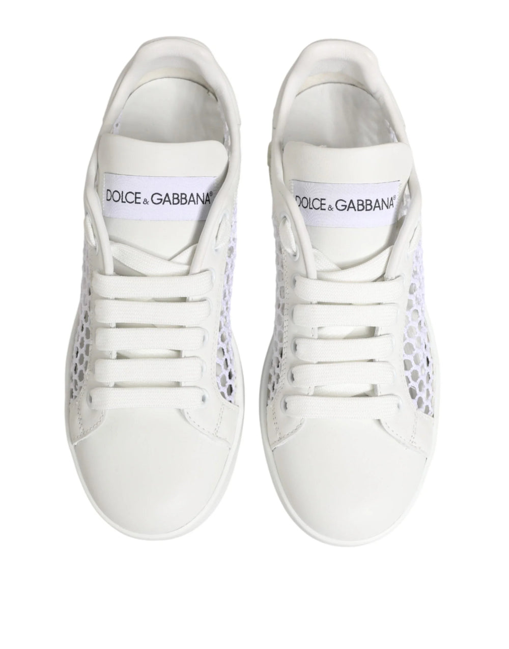 Dolce & Gabbana White Mesh Inserts Low Top Sneakers Shoes - Sneakers