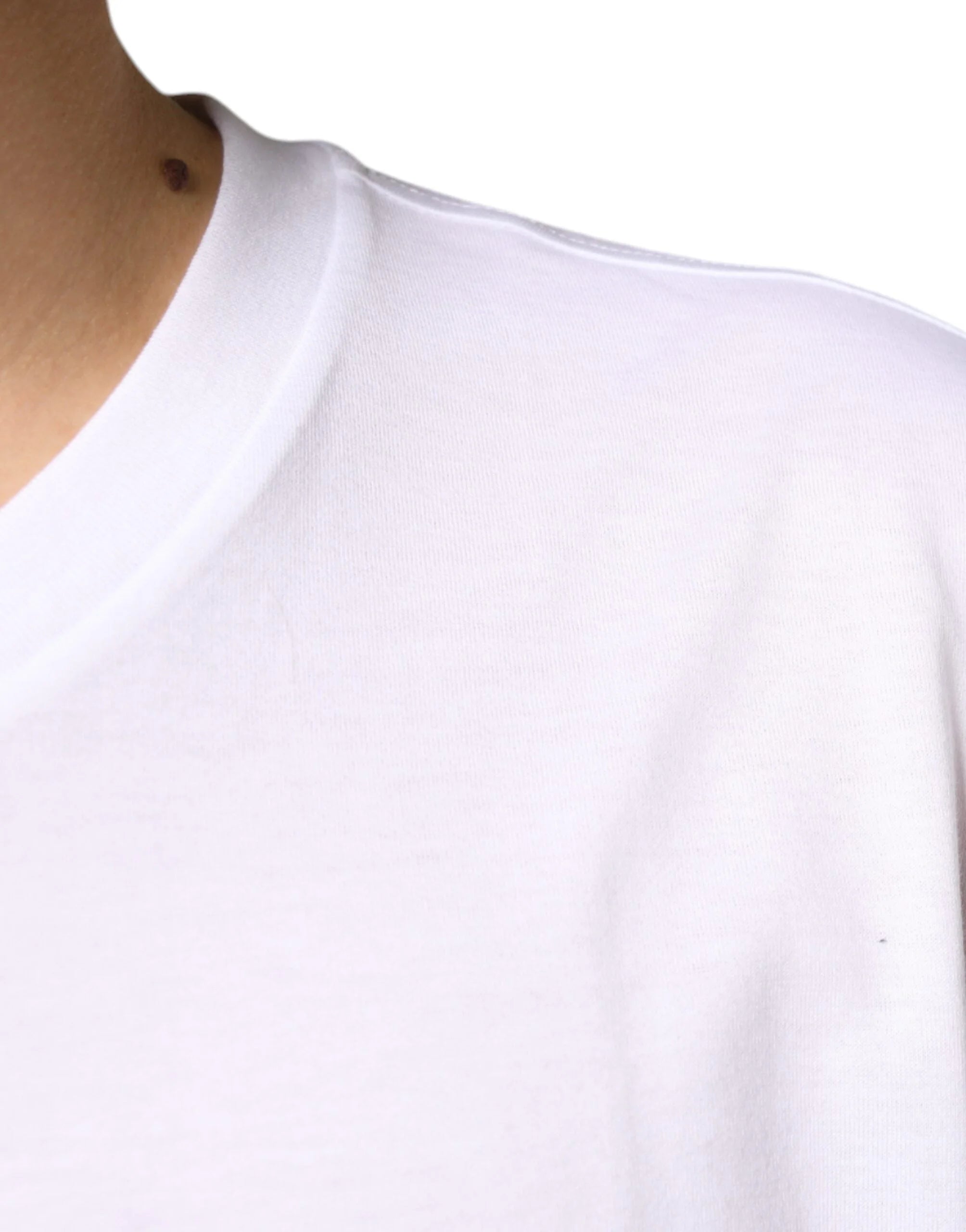 Dolce & Gabbana White Metal DG Logo Cotton Short Sleeves T-shirt - IT58 | 3XL - T-Shirts