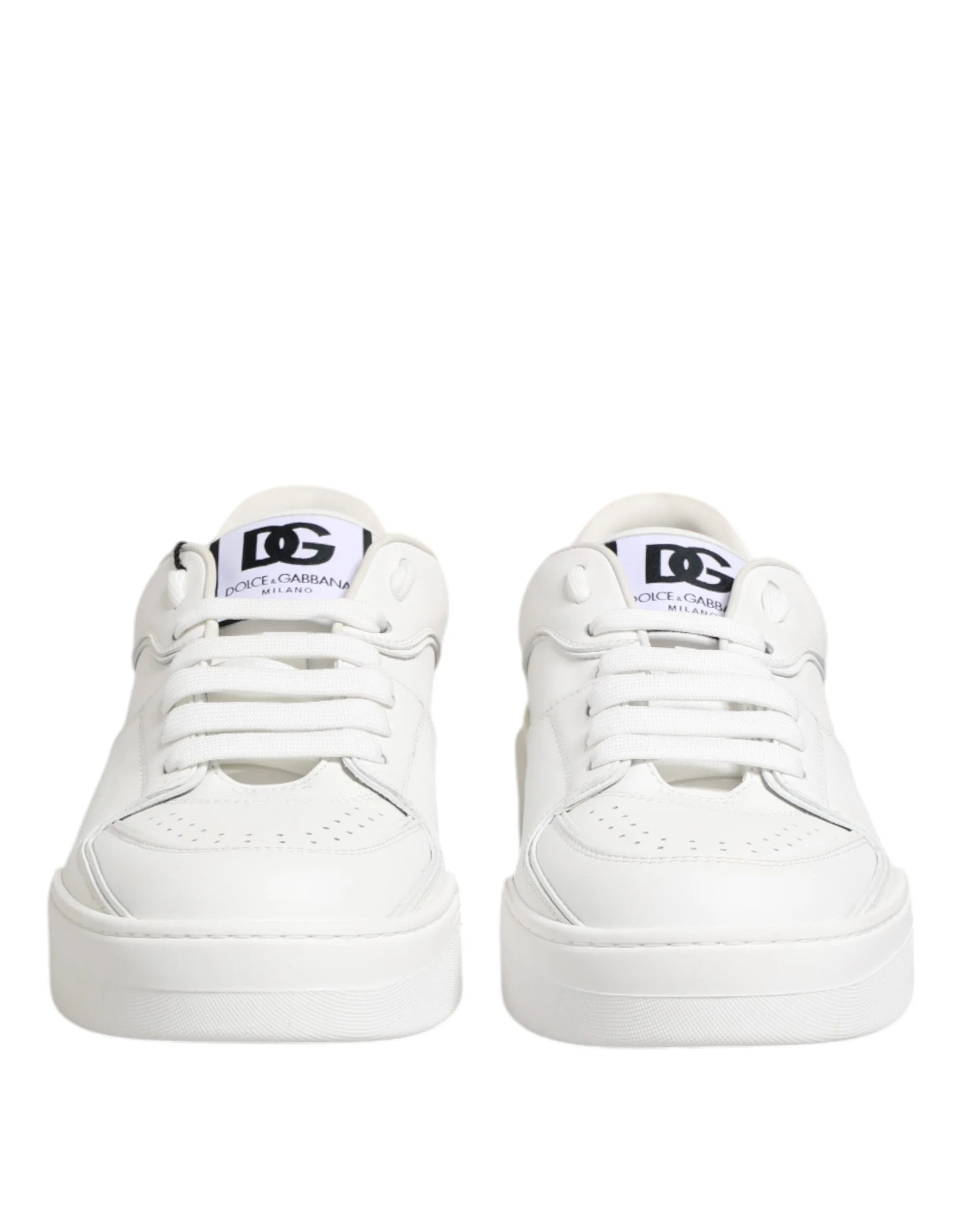 Dolce & Gabbana White Miami Leather Low Top Sneakers Shoes - Sneakers