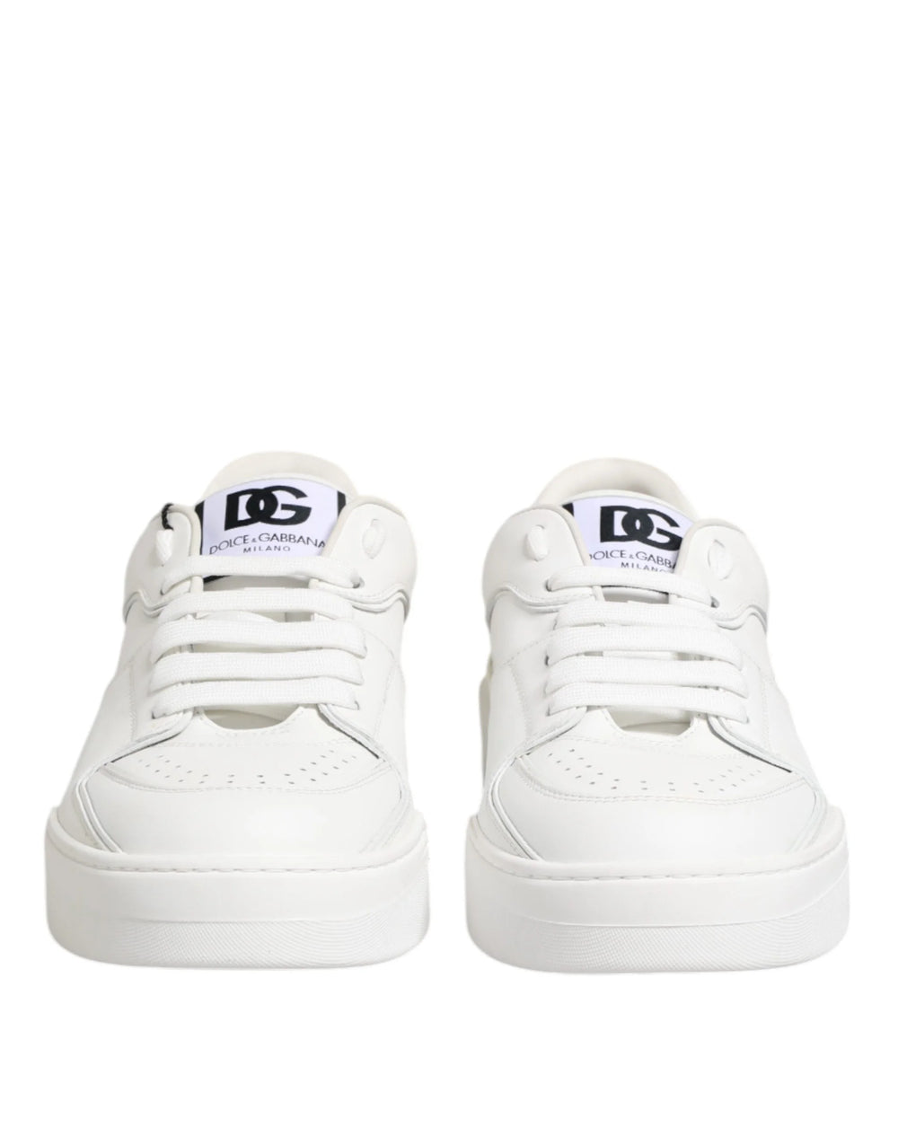 Dolce & Gabbana White Miami Leather Low Top Sneakers Shoes - Sneakers