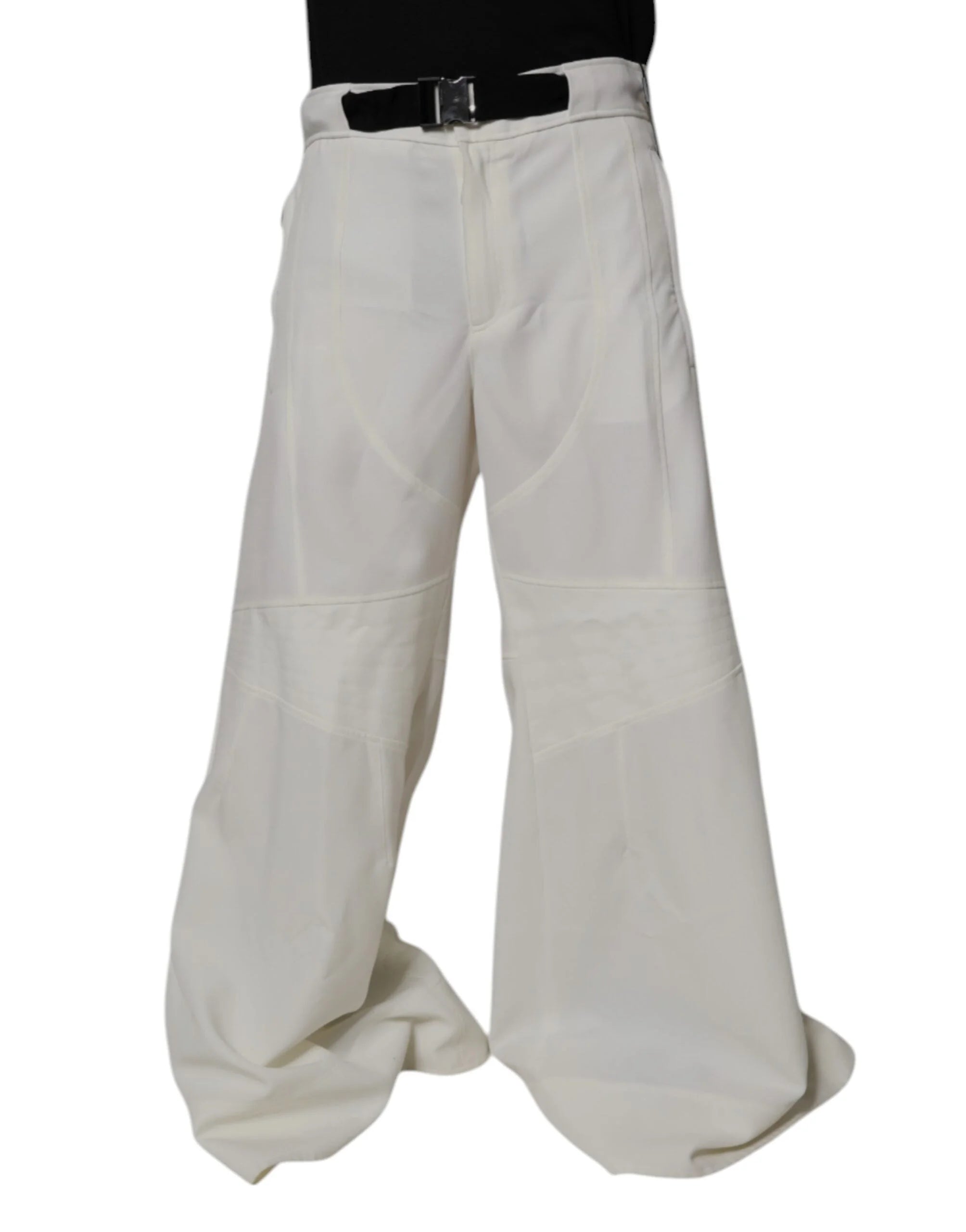 Dolce & Gabbana White Mid Waist Wide Leg Pants - IT50 | L