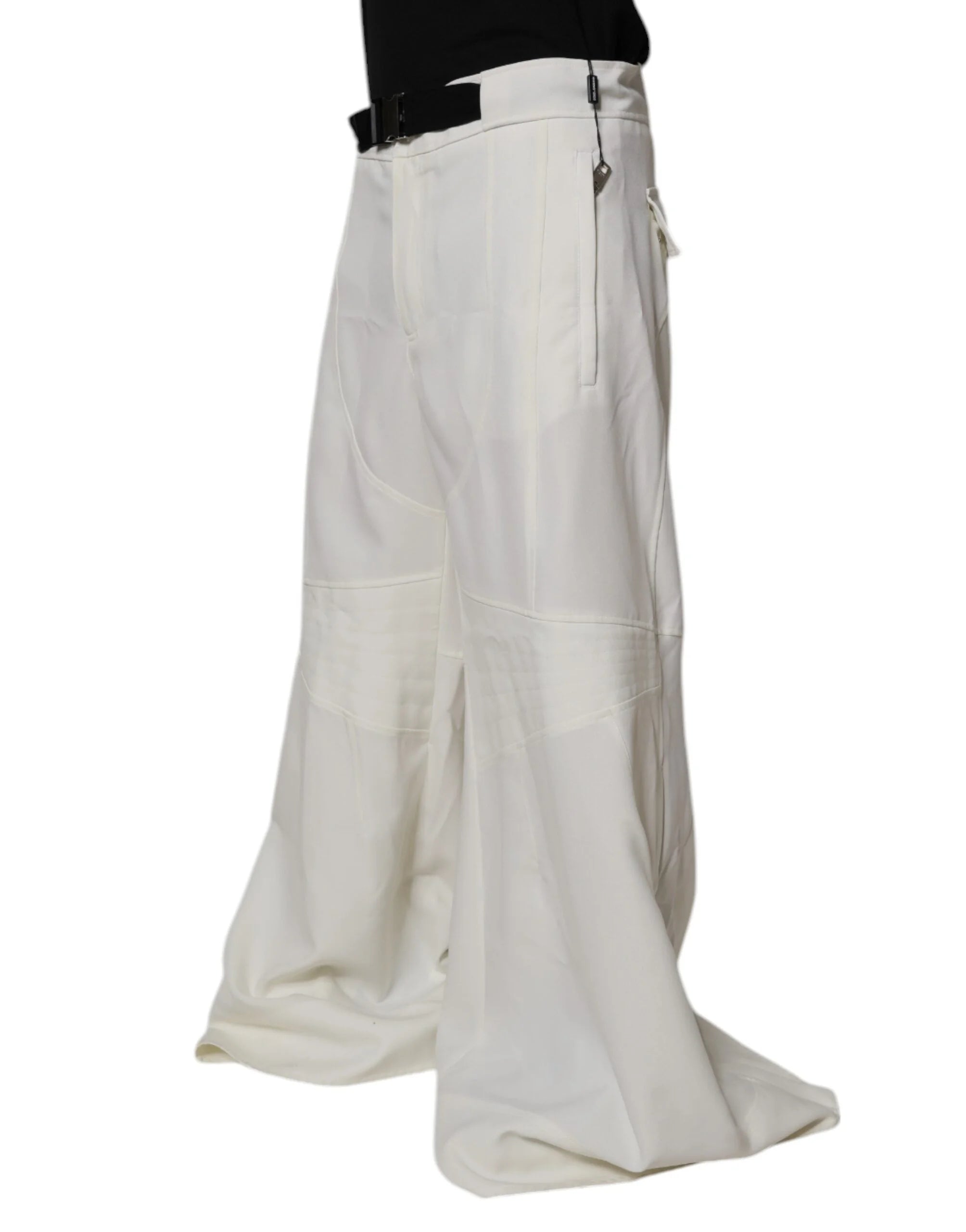 Dolce & Gabbana White Mid Waist Wide Leg Pants - IT50 | L