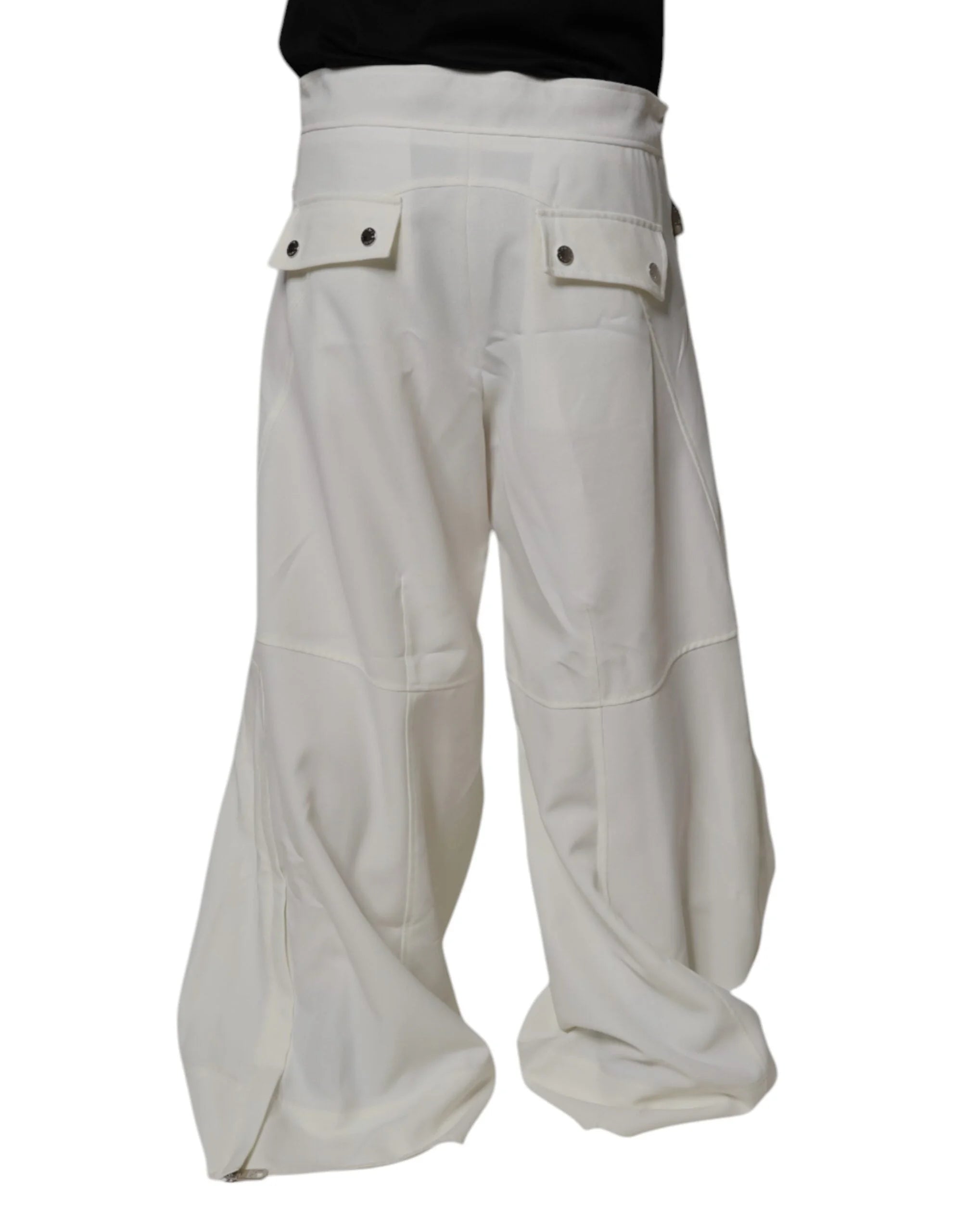 Dolce & Gabbana White Mid Waist Wide Leg Pants - IT50 | L - Trousers
