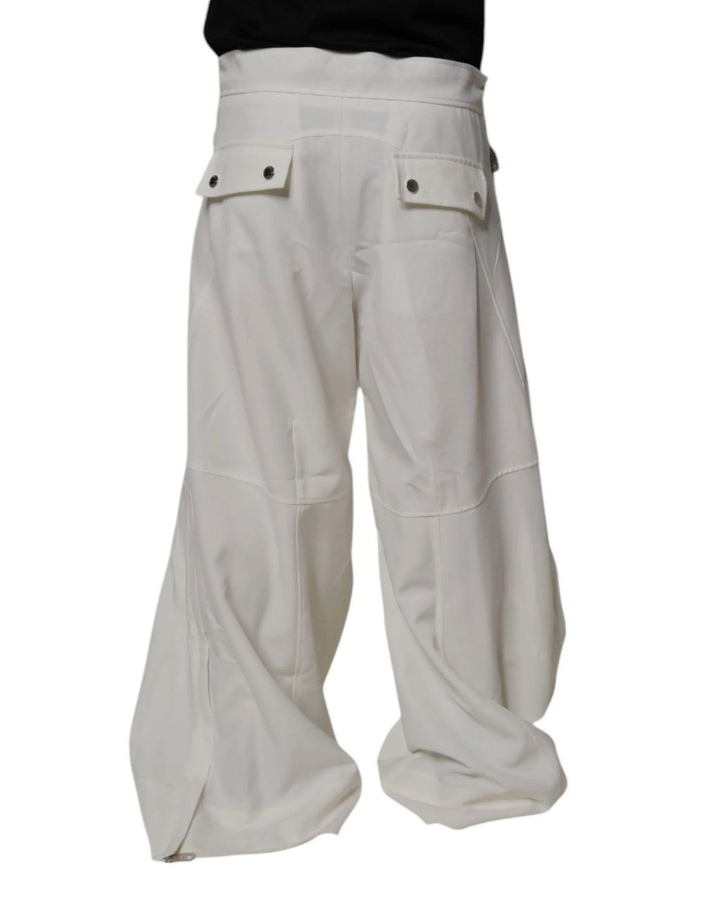 Dolce & Gabbana White Mid Waist Wide Leg Pants - IT50 | L - Trousers