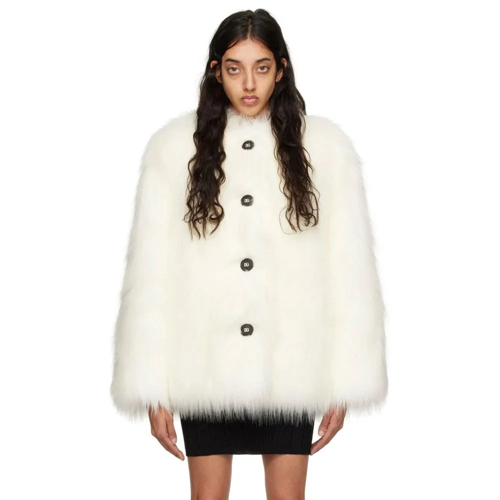 Dolce & Gabbana White Modacrylic Jackets & Coat - IT36|XXS - Overcoats