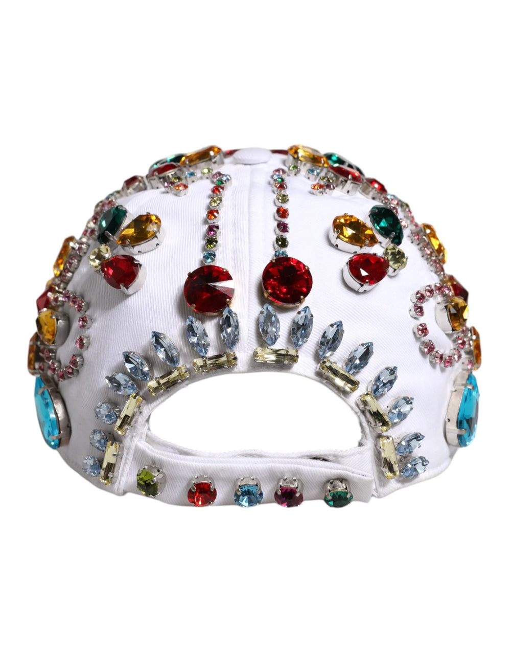 Dolce & Gabbana White Multicolor Crystal Embellish Baseball Cap - 58 cm|M