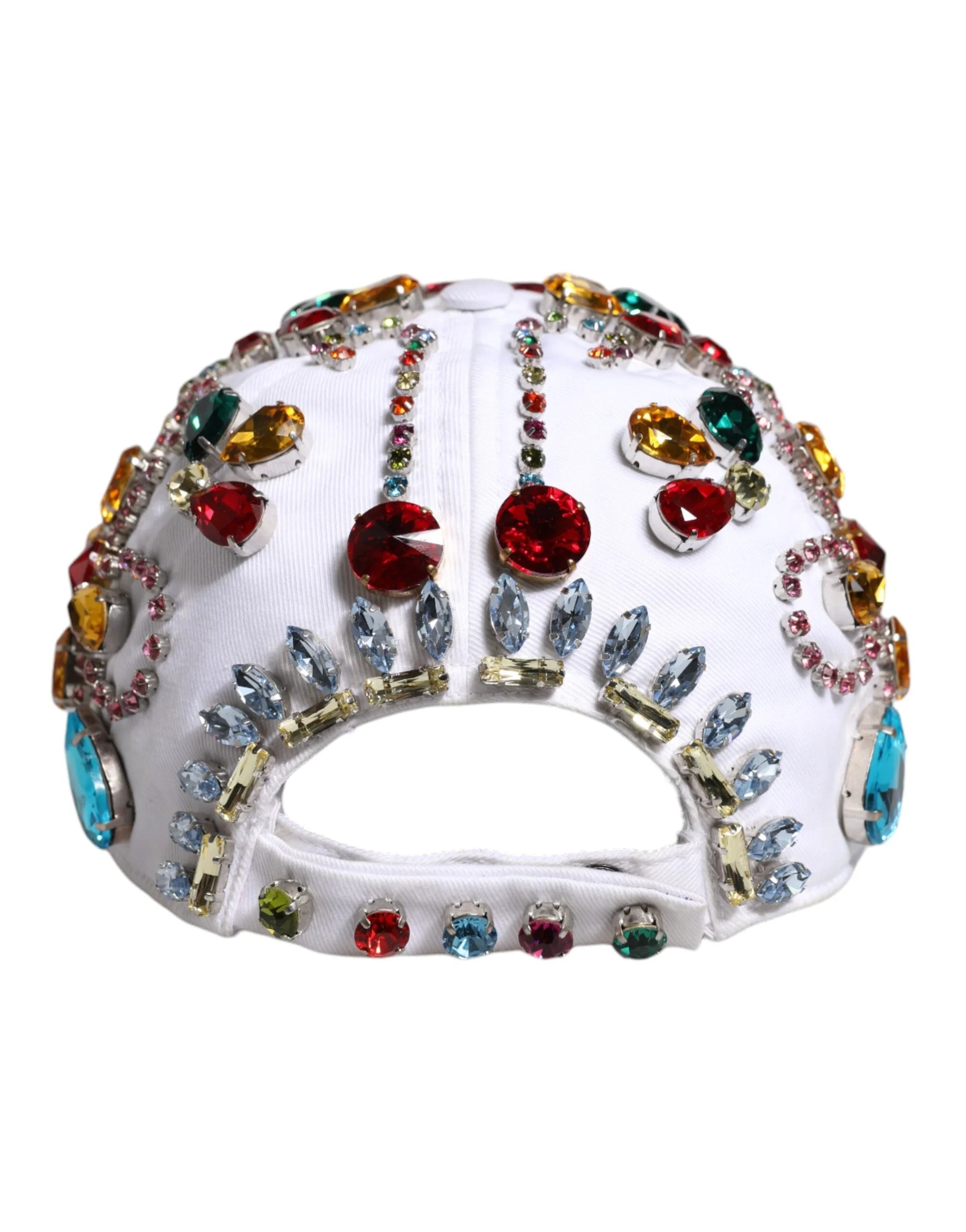 Dolce & Gabbana White Multicolor Crystal Embellish Baseball Cap - 58 cm|M