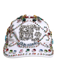 Dolce & Gabbana White Multicolor Crystal Embellish Baseball Cap - 58 cm|M