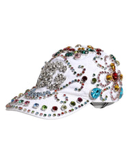 Dolce & Gabbana White Multicolor Crystal Embellish Baseball Cap - 58 cm|M